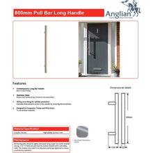 Load image into Gallery viewer, Chrome 800mm Door Pull Handle features and maintenance