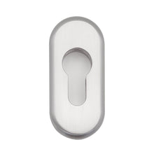 Load image into Gallery viewer, Brushed Steel Oval Escutcheon available from Anglian Home Improvements