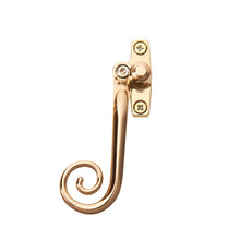 Load image into Gallery viewer, Gold Left Handed Monkey Tail Window Handle, available at Anglian Home Improvements