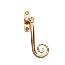 Load image into Gallery viewer, Gold Right Handed Monkey Tail Window Handle, available at Anglian Home Improvements