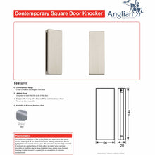 Load image into Gallery viewer, Brushed Steel Square Door Knocker Features
