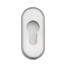 Load image into Gallery viewer, Brushed Steel Oval Escutcheon available from Anglian Home Improvements
