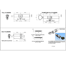 Load image into Gallery viewer, Thumbturn Yale Anti Snap Euro Cylinder Lock size specification 
